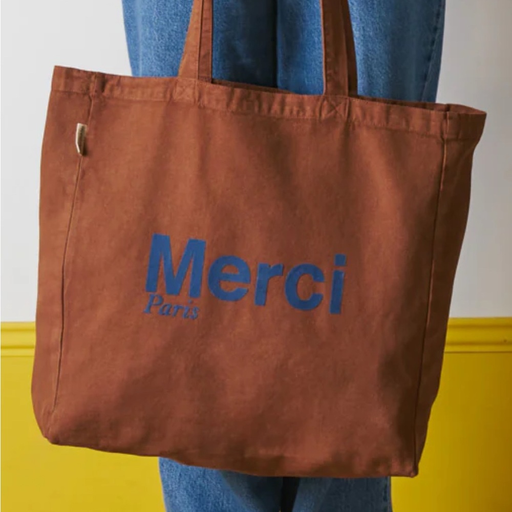 Merci Paris Brown Tote Bag - New